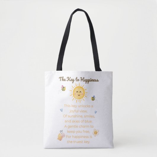 Key to Happiness Canvas tas – Schattigee tas voor  (Voorkant)