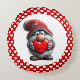 "Key to My Heart" Whimsical Gnome Rond Kussen