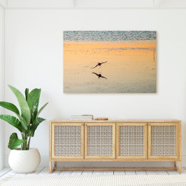 Key West Bird Vliegende Oceaan Zonsondergang Flori Canvas Afdruk