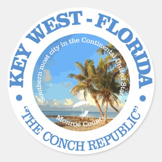 Key West (C) Ronde Sticker (Voorkant)