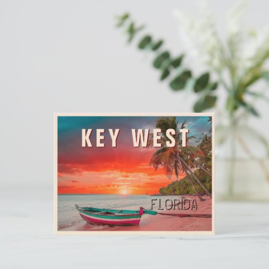 Key West Carte postale Floride Palm Tree Beach Vin (Debout devant)