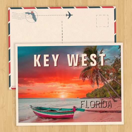Key West Carte postale Floride Palm Tree Beach Vin