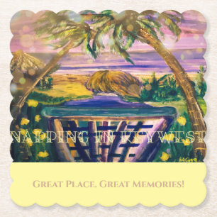 Key West, FL Memory Tip of Travel Paper Onderzette Kartonnen Onderzetters