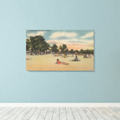 Key West, FL - Uitzicht van South Beath w/ Sunbath Canvas Afdruk (Insitu (Houten vloer))