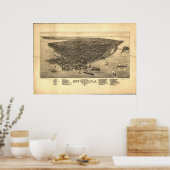 Key West Florida 1884 Antiek Panorama Poster (Keuken)