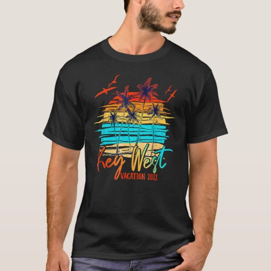 Key West Florida 2022 Palm Beach Retro Sun Vacatio T-shirt (Voorkant)