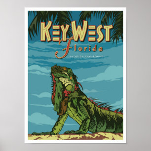 Key West Florida Art Vintage Travel Illustratie Poster