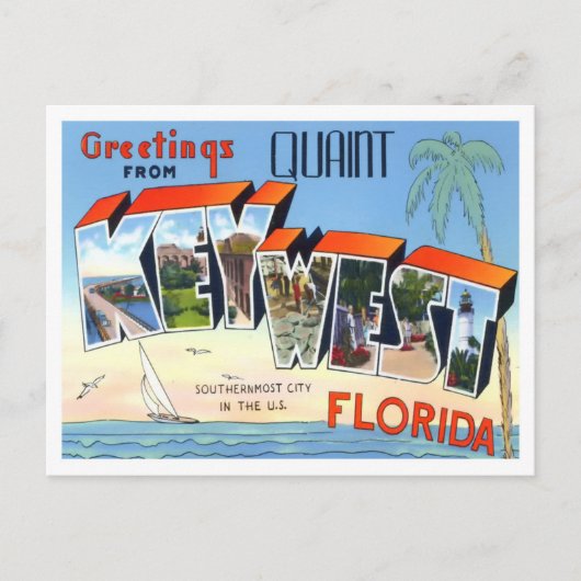 Key West, Florida  Big Letters Briefkaart (Voorkant)