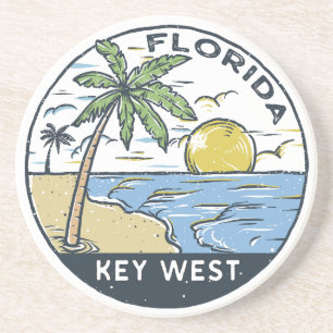 Key West Florida  embleem Zandsteen Onderzetter