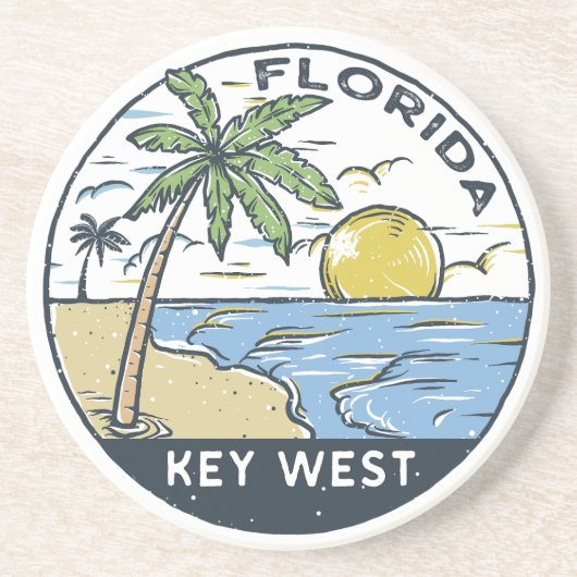 Key West Florida embleem Zandsteen Onderzetter (Voorkant)