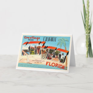 Key West Florida FL Old Vintage Travel Souvenir Kaart