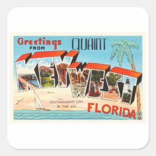 Key West Florida FL Old Vintage Travel Souvenir Vierkante Sticker