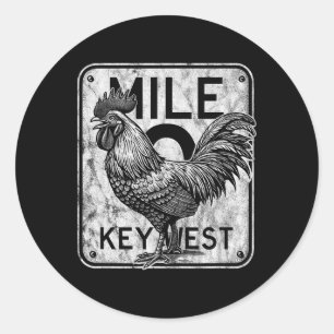 Key West Florida Kip Retro Mile 0 Haan Dist Ronde Sticker