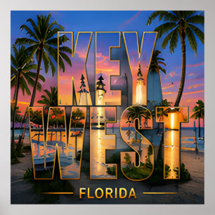 Key West Florida Kust Skyline Tropisch Reis Poster