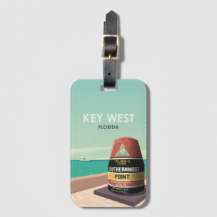 Key West Florida Mile Zero Vintage Travel Bagagelabel