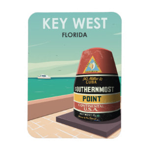 Key West Florida Mile Zero Vintage Travel Magneet