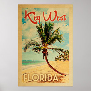 Key West Florida Palm Tree Beach Poster
