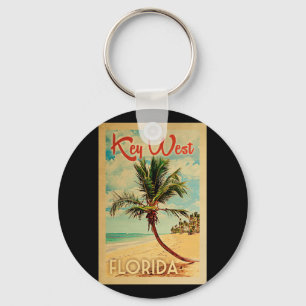 Key West Florida Palm Tree Beach Vintage Travel Sleutelhanger