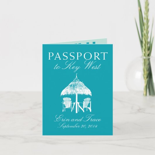 Key West Florida Passport bruiloft uitnodiging (Voorkant)