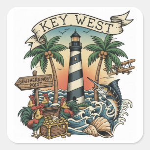Key West Florida Reizen Vierkante Sticker