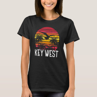 Key West Florida Retro Beach Palm Tree Sur T-shirt