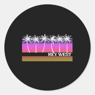 Key West Florida Retro Stijl Vintage Strand Zonson Ronde Sticker