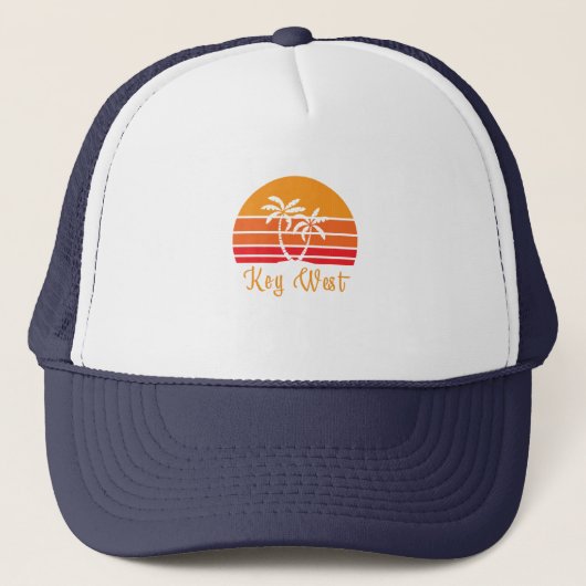 Key West Florida Retro  Sunset Palm Tree Trucker Pet (Voorkant)
