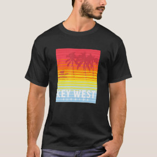 Key West Florida Retro Sunset Palm Trees T-shirt