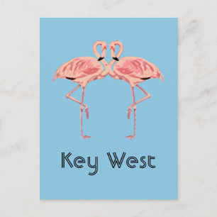 Key West Florida Roze Flamingo Koppel Briefkaart
