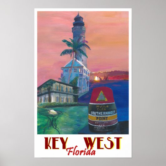 Key West Florida Southernmost Dreams Travel Poster (Voorkant)