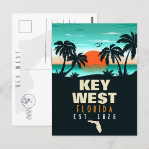 Key west Florida Sunset Vakantie Souvenirs 80s Briefkaart