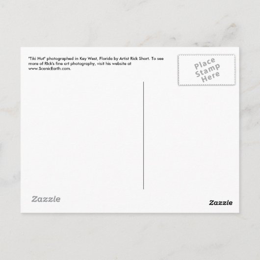 Key West Florida Tiki Zee Uitzicht Briefkaart (Achterkant)