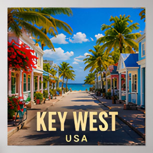 Key West Florida Tropische Straat Reis Souvenir Poster