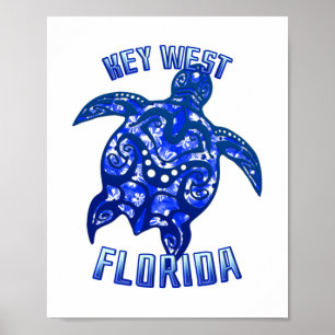 Key West Florida Vacation Tribal Turtle Poster