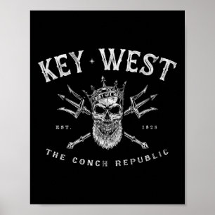 Key West Florida Vintage Poseidon Conch Republiek Poster