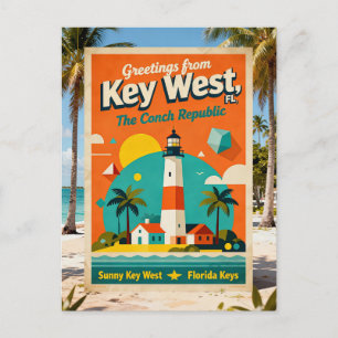 Key West Florida Zeeconchsrepubliek Retro Reis 193 Briefkaart