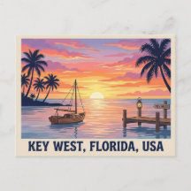 Key West Florida Zonsondergang Reisansichtkaart