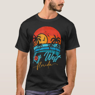 Key West Florida Zonsondergang Retro Zomer Vakanti T-shirt