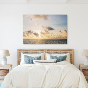 Key West Golden Sunset met vogelvlucht Canvas Afdruk