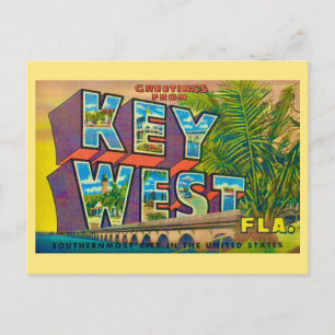Key West Groet Gele Ansichtkaart Briefkaart