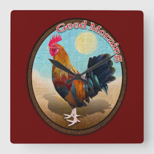 Key West - Gypsy Rooster Goedemorgen Ovaal Vierkante Klok