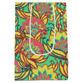 Key West Island Tropical Floral Pattern Medium Cadeauzakje (Achterkant)