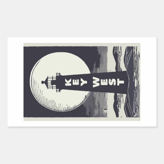 Key West Lighthouse Moon Rechthoekige Sticker (Voorkant)