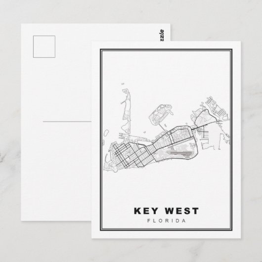 Key West Map Briefkaart (Voorkant / Achterkant)