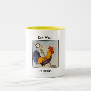 Key West, Mile Marker 0, Haan, Florida Tweekleurige Koffiemok