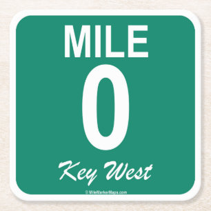 Key West Mile Marker 0 Vierkante Kartonnen Onderzetter