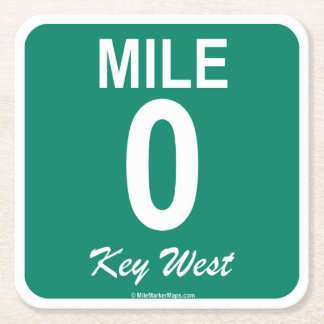 Key West Mile Marker 0 Vierkante Kartonnen Onderzetter