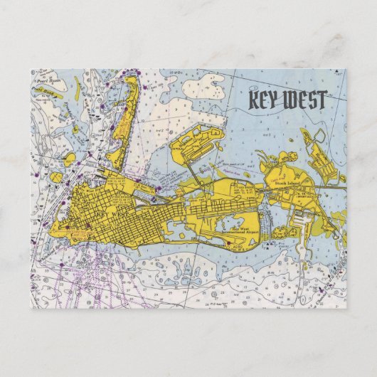 Key West Nautical Chart Map Briefkaart (Voorkant)
