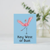 Key West of Bust Grappig Florida Roze Flamingo Briefkaart (Staand voorkant)