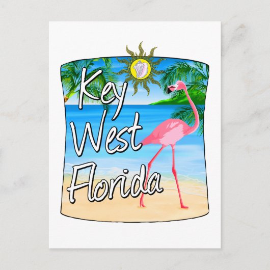 Key West Pink Flamingo Florida Keys Briefkaart (Voorkant)